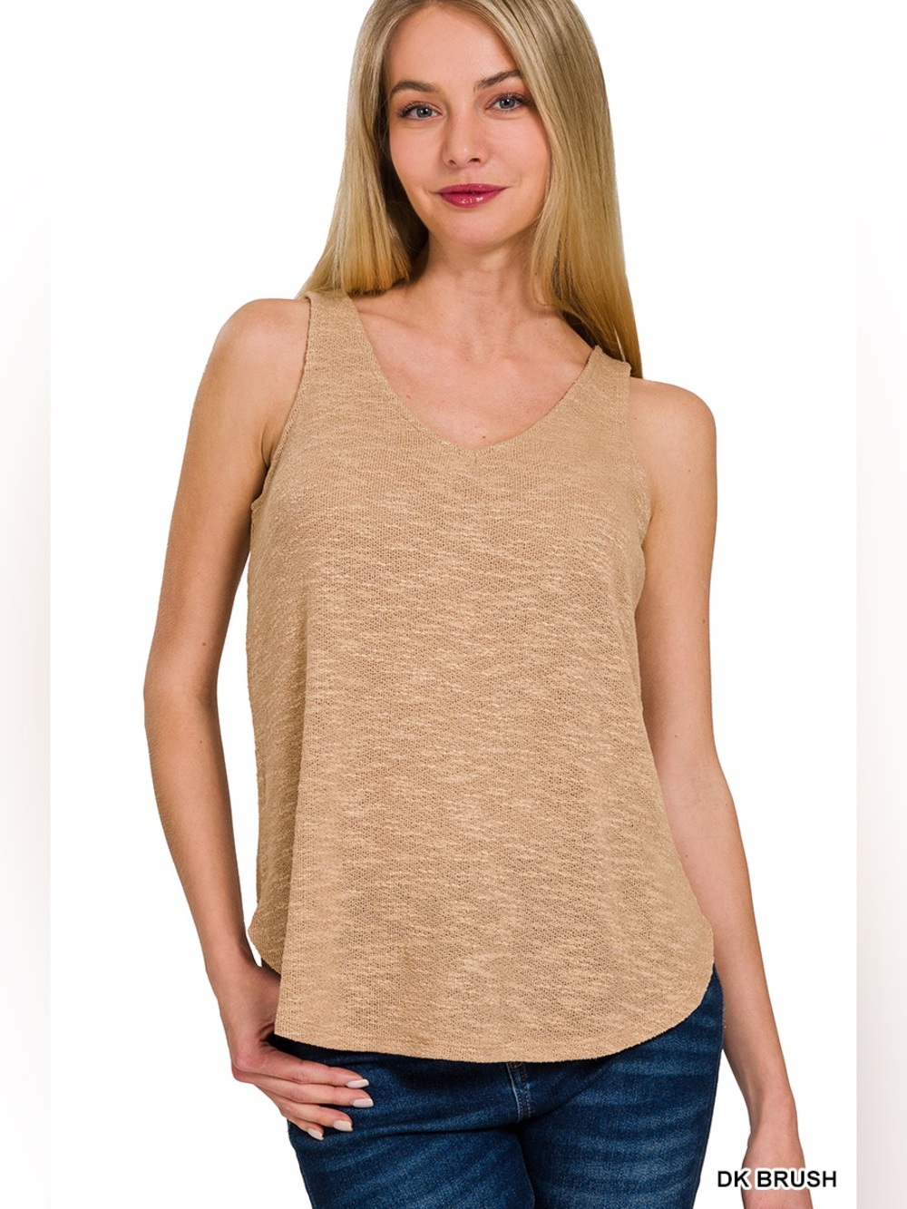 Zenana V NECK SLUB HACCI CAMI TOP
